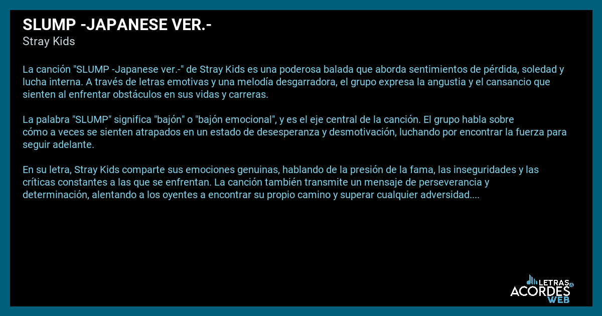 Significado de la canción SLUMP -Japanese ver.- de Stray Kids.
