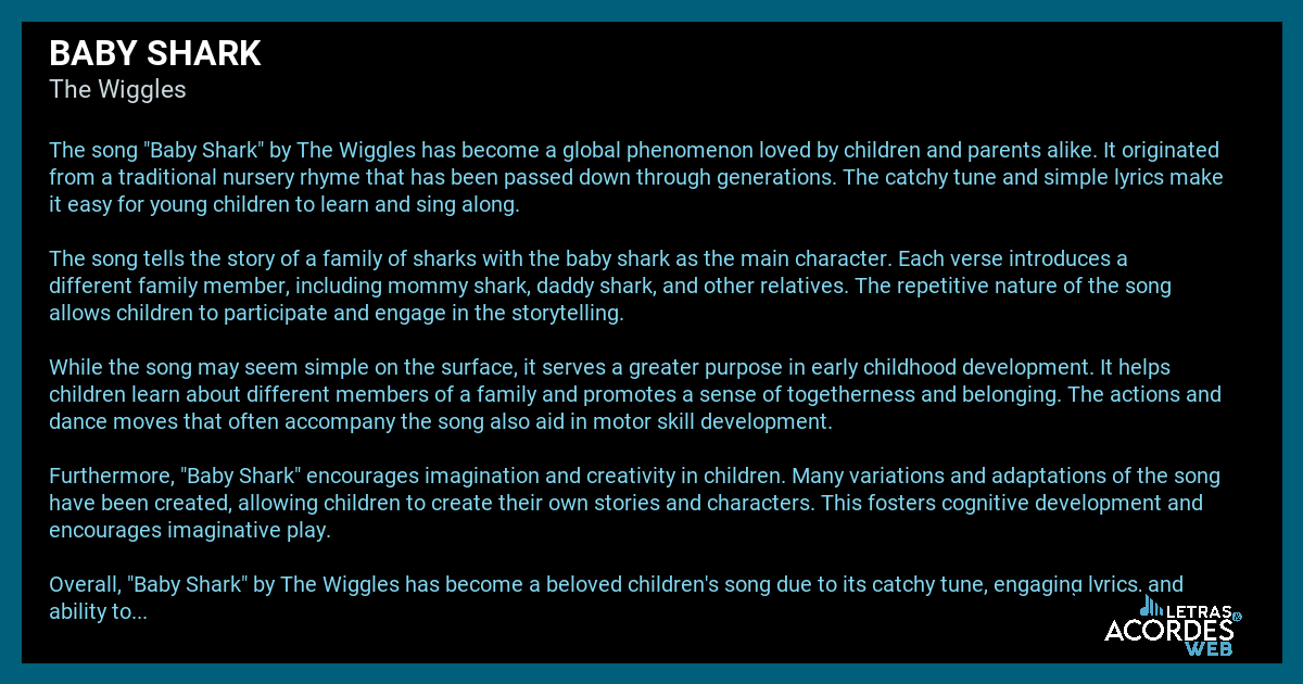 Meaning of Baby Shark by The Wiggles (the story behind)