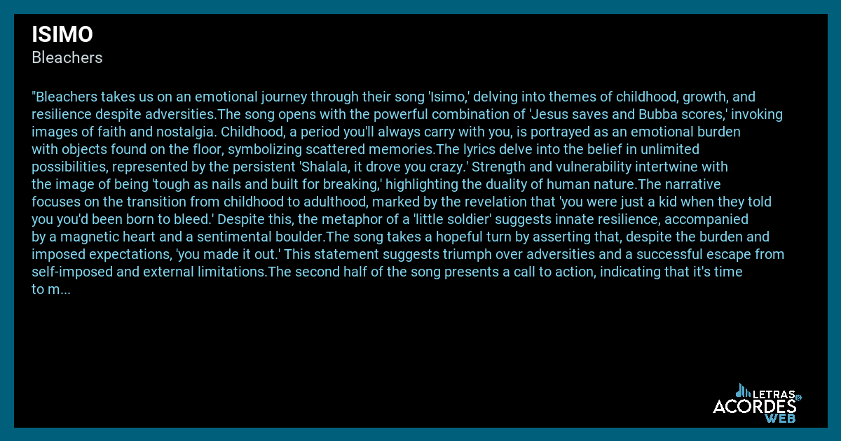 Meaning of Isimo by Bleachers (the story behind)