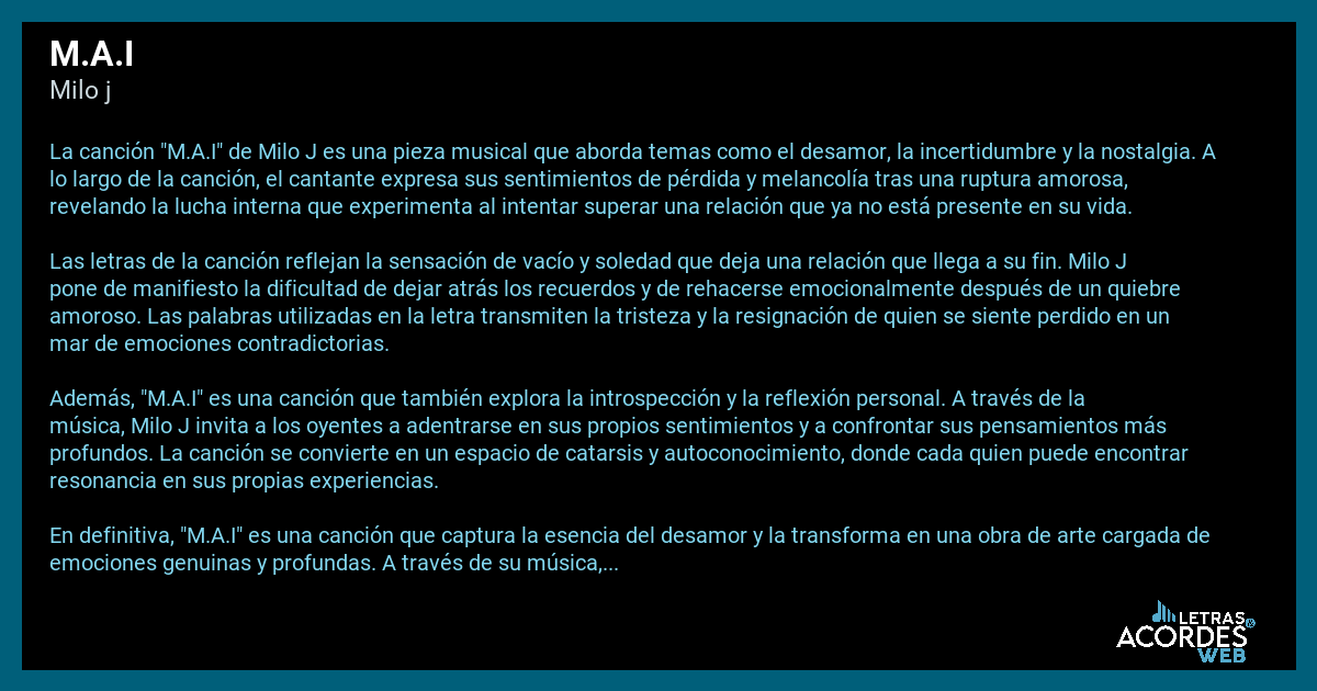 Significado de la canción M.A.I de Milo j.
