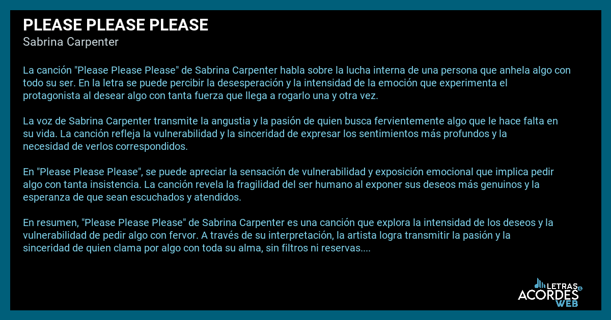 Significado de la canción Please Please Please de Sabrina Carpenter.